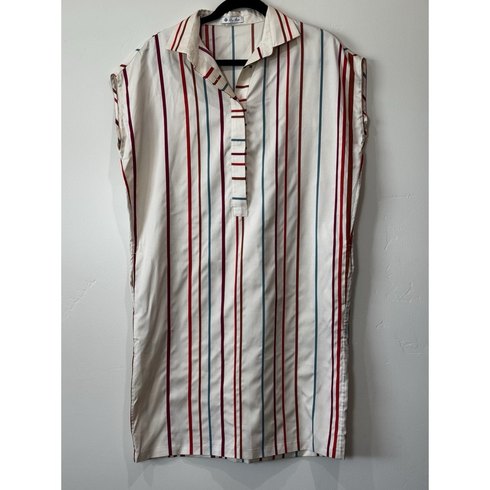 Loro Piana Women's Abito April Santa Crus Striped Silk Shirt Dress US Size L - Picture 3 of 12